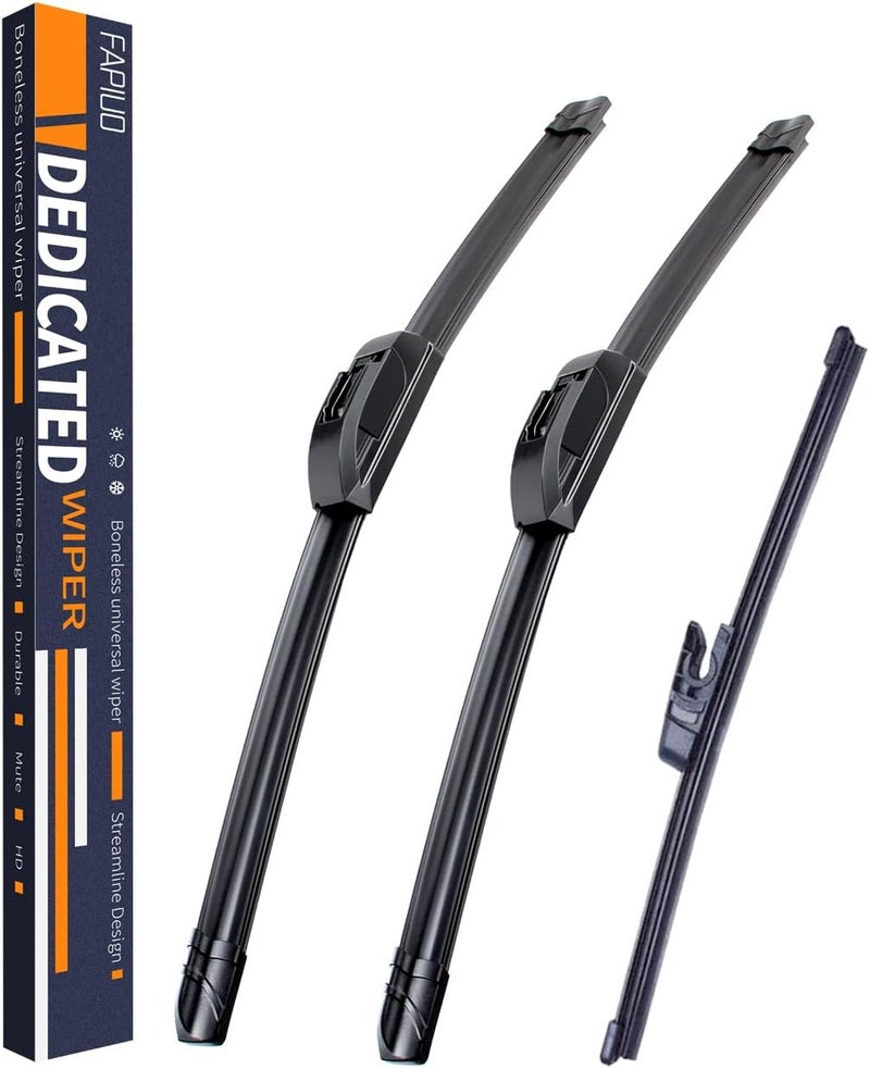 FAPIUO Replacement for Hyundai Veloster 2012 2013 2014 2015 2016 2017 Silent Wipers - Front and Rear Windshield Wipers 26"+18"+9" Full Blade Set (3 Pack) U/J HOOK - Image 1